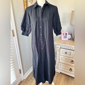 Maeve Anthropologie black cotton shirt dress size XS EUC